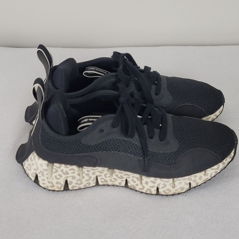Reebok Zig Dynamica White Black Cheetah 7.5 Ortholite Comfort Padding Sneakers - Picture 3 of 8